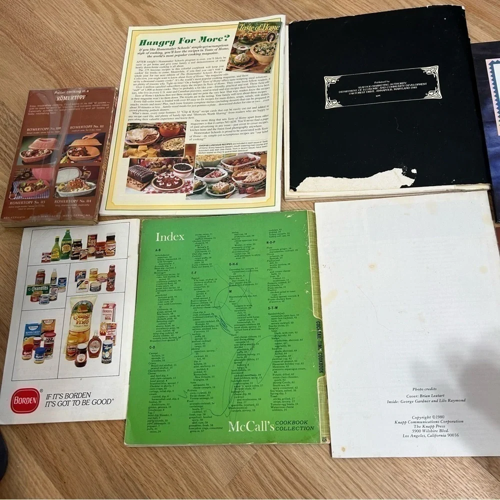 Vintage Cookbook Bundle McCall’s Cocktail Time Romertopf Borden Maryland Seafood